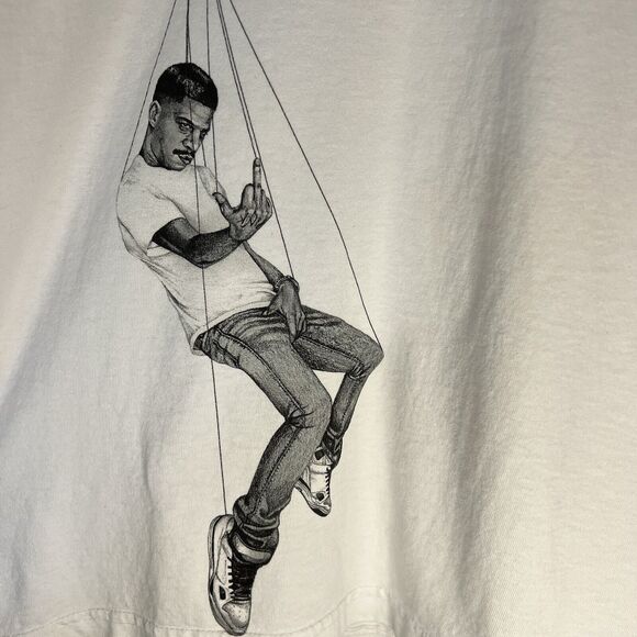 Virgil Abloh x Kid Cudi T-Shirt Men's Large White Pulling Strings Short Sleeve - Picture 4 of 6
